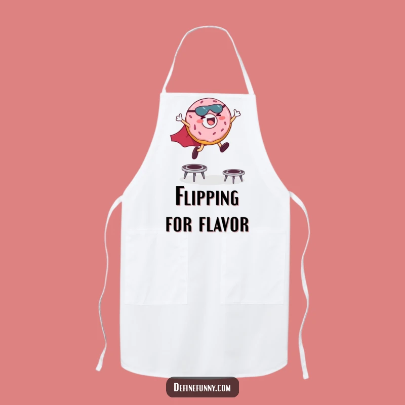 Funny Superhero Donut Apron: Giggling Hero Leaping Kitchen Fun Gift