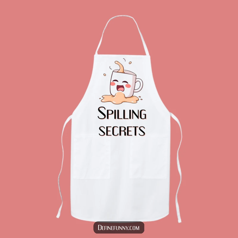 Funny Kawaii Coffee Mug Spill Apron - Hilarious Kitchenwear for Coffee Fanatics