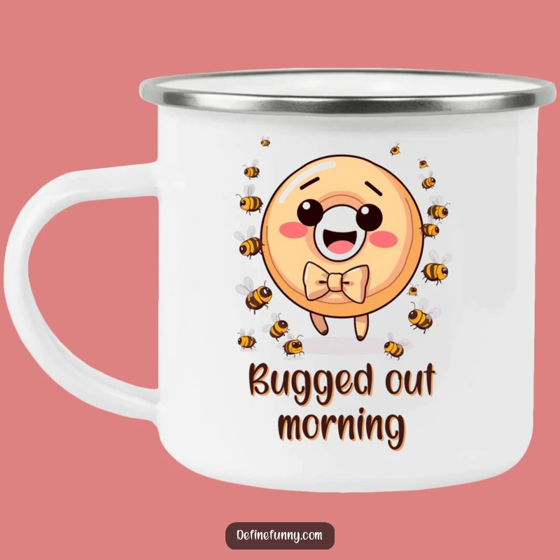 Funny Donut Bee Chase Camping Mug: Campfire Laughs Guaranteed!
