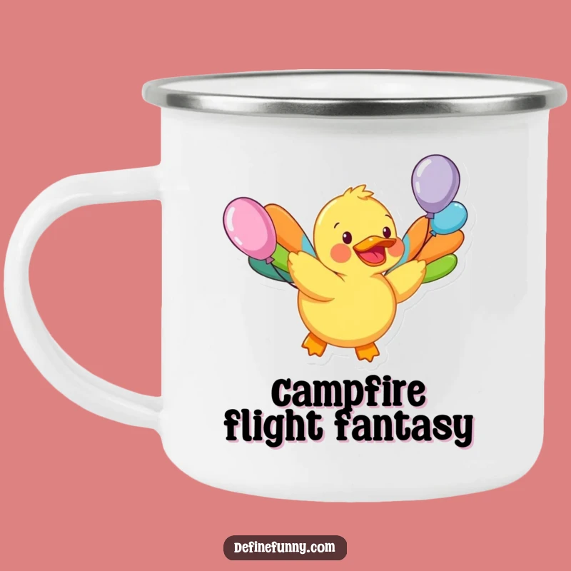 Funny Rubber Duck Balloon Wings Camping Mug: Hilarious Outdoor Explorer