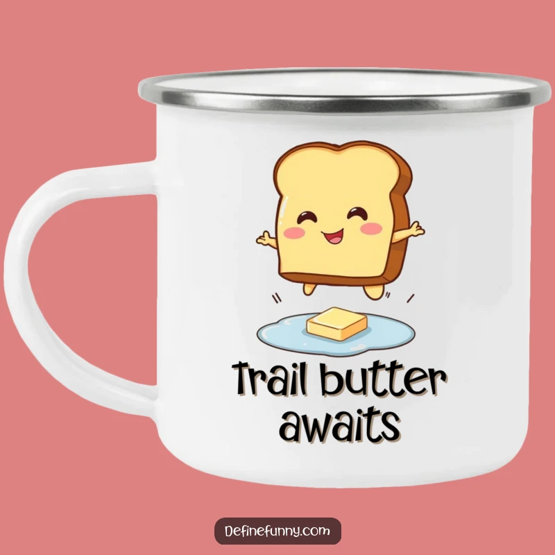 Funny Toast Jumping Butter Camping Mug: Adventure Fuel with this Hilarious Character