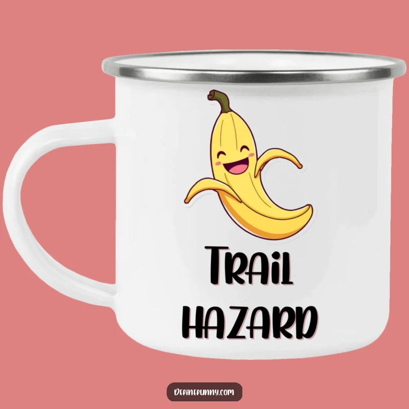 Funny Banana Peel Slip Camping Mug: Enamel Flair Brew, Outdoor Gift