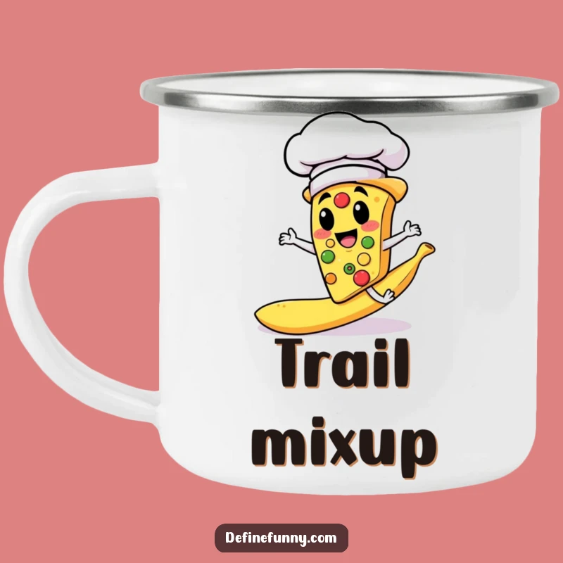 Funny Pizza Chef Slipping Banana Peel Camping Mug - Outdoor Laughs!