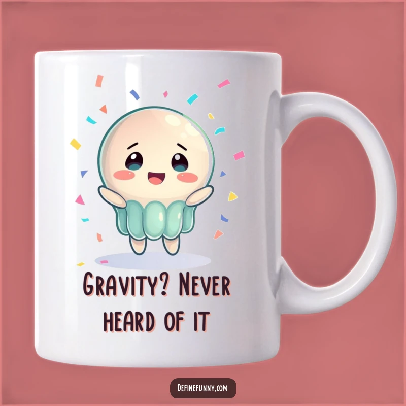 Funny Jelly Catching Piano Mug: Bewildered Joyful Character, Perfect Funny Gift Idea