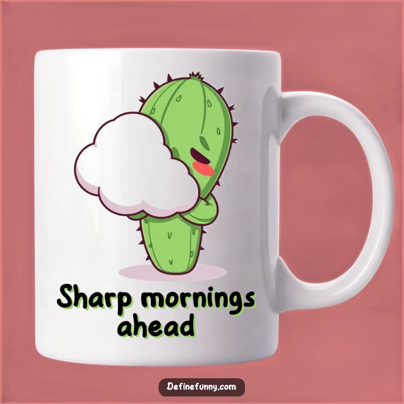 Funny Kawaii Cactus Hugging Cloud Mug - Hilarious Awkward Gift for Introverts