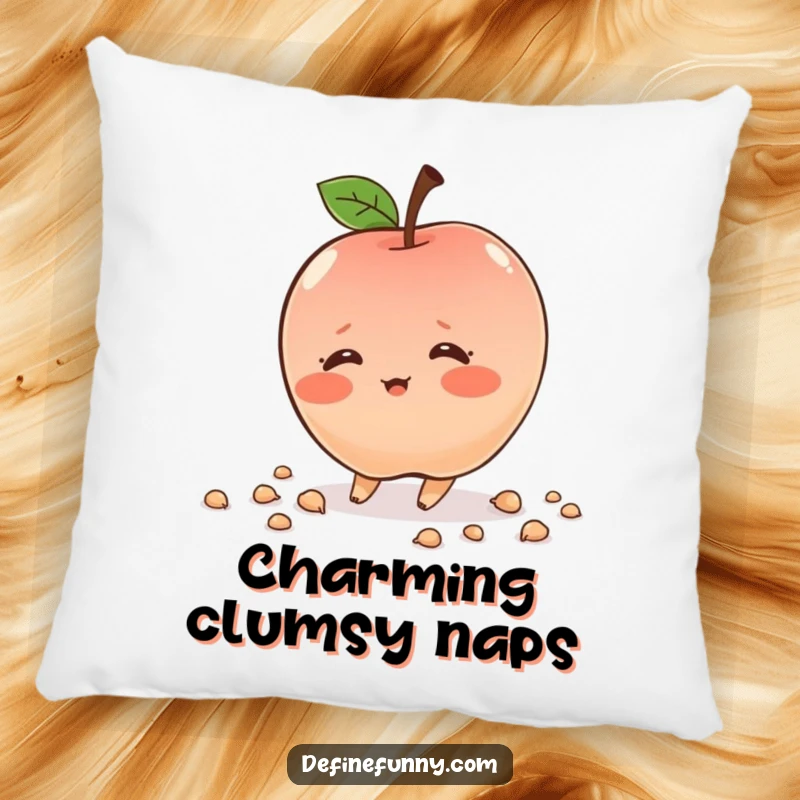 Funny tripping apple character, blushing, scattering seeds, plush pillow, soft and humorous, great home decor, excellent gift.
