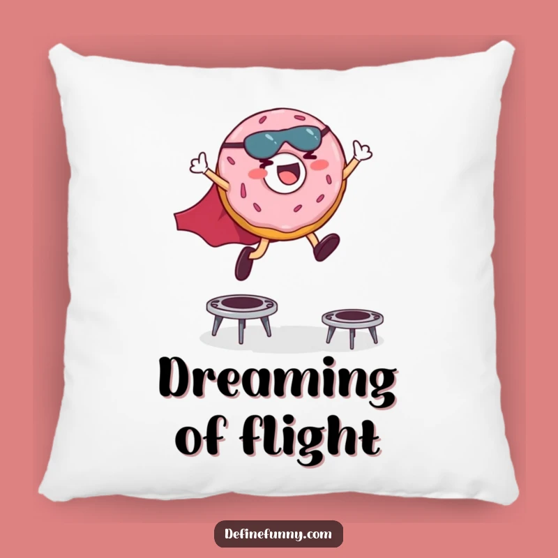 Funny Superhero Donut Pillow: Giggling Hero Trampoline Leaps Comfy Decor