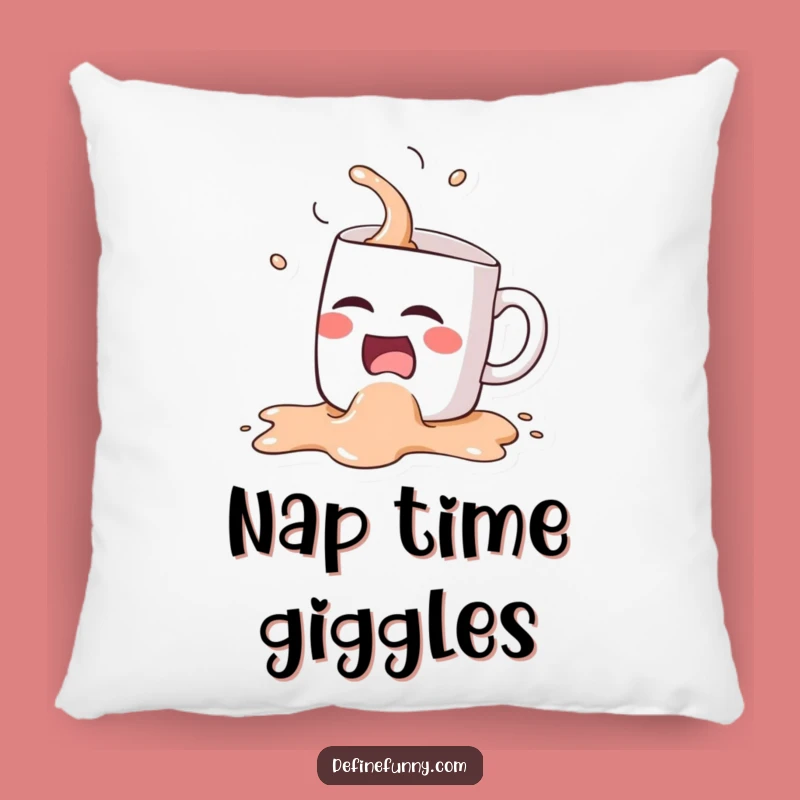 Funny Kawaii Coffee Mug Spill Pillow - Comfy & Hilarious Decor for Coffee Nooks