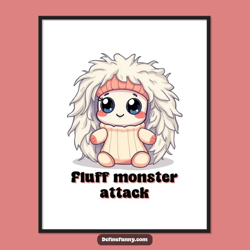 Funny Kawaii Sock Lint Monster Digital Art - Hilarious Downloadable Laundry Decor