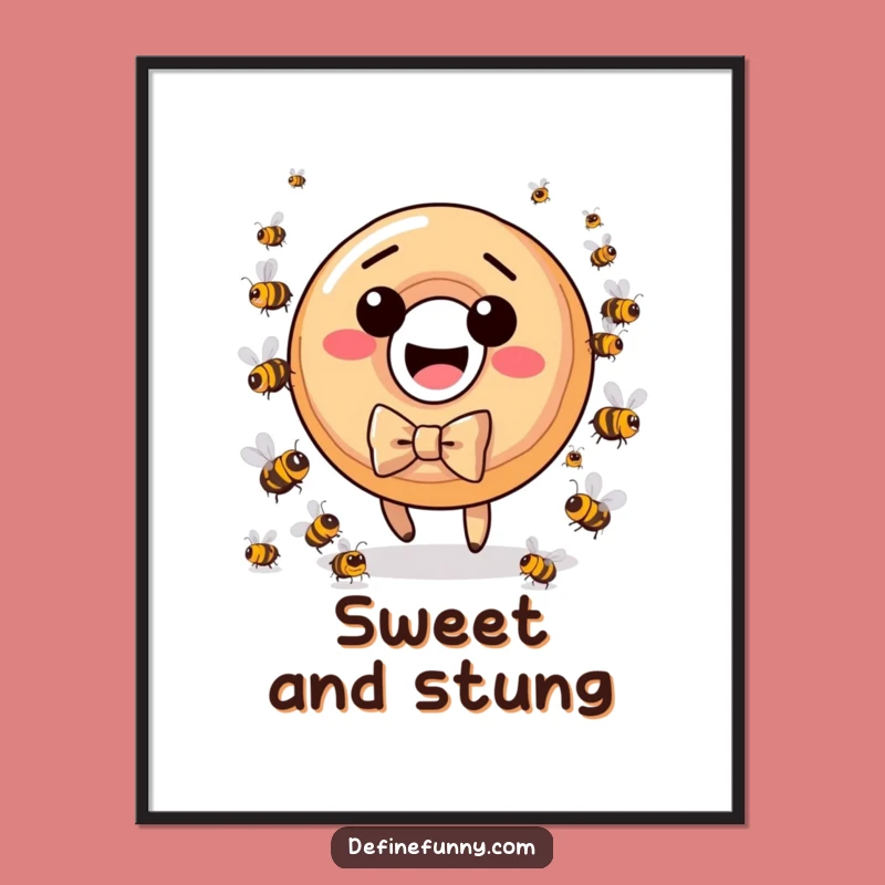 Funny Donut Bee Chase Digital Art: Instant Hilarious Decor Download