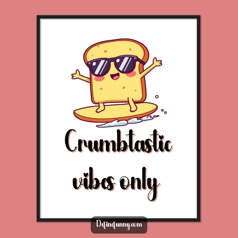 Funny Kawaii Toast Surfing Crumb Digital Art - Hilarious Downloadable Gift