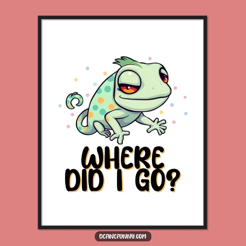 Funny Chameleon Polka Digital Print - Instant Humor for Your Walls