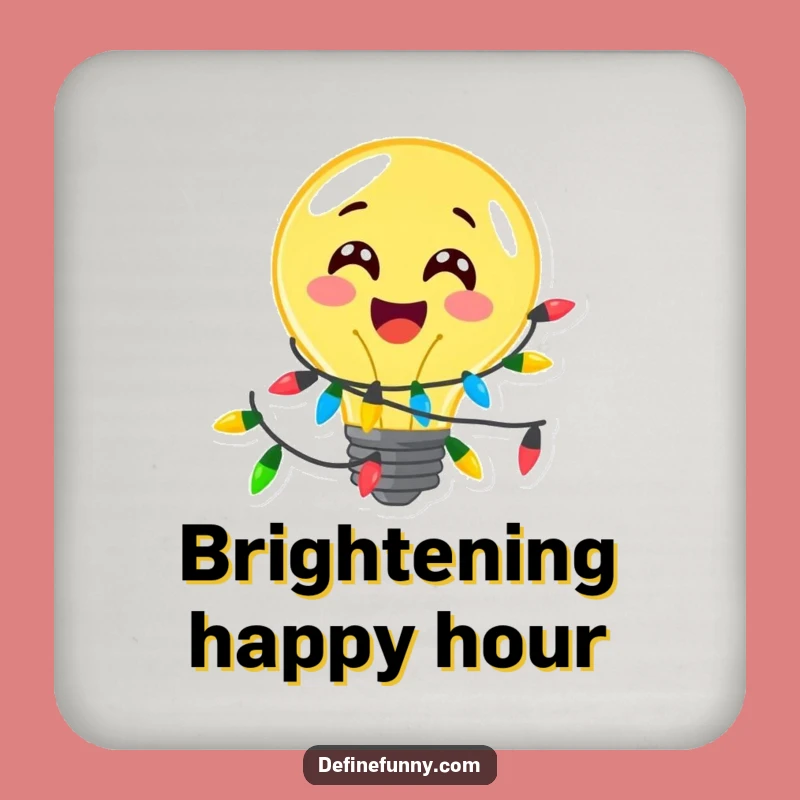 Funny Festive Lightbulb Coaster - Bright Drink Accessory Gift