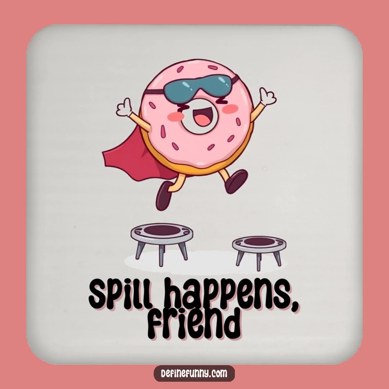 Funny Superhero Donut Coaster: Giggling Hero Trampoline Leaps Protection
