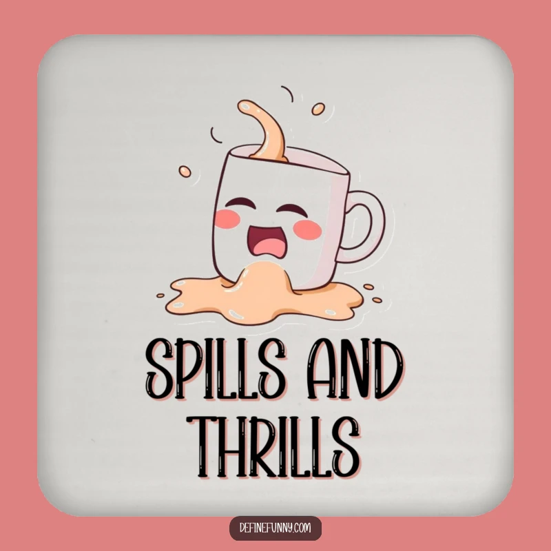 Funny Kawaii Coffee Mug Spill Coaster - Hilarious Protection for Drink Tables