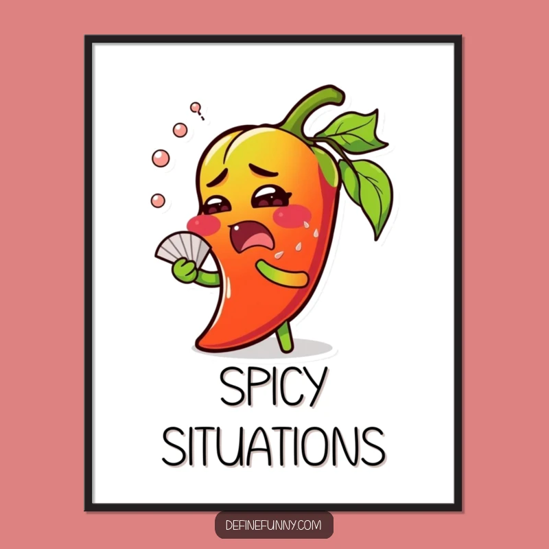 Funny Chili Pepper Hot Poster - Surprised Pepper Art Print, Gift