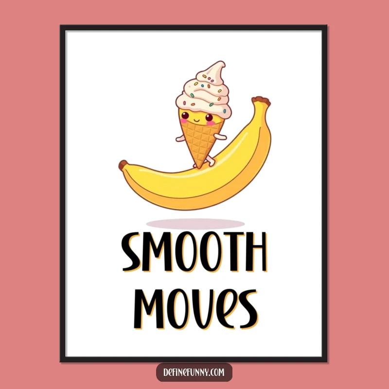 Funny Ice Cream Cone Poster: Hilarious Sprinkled Character Slipping Art Print Funny Gift