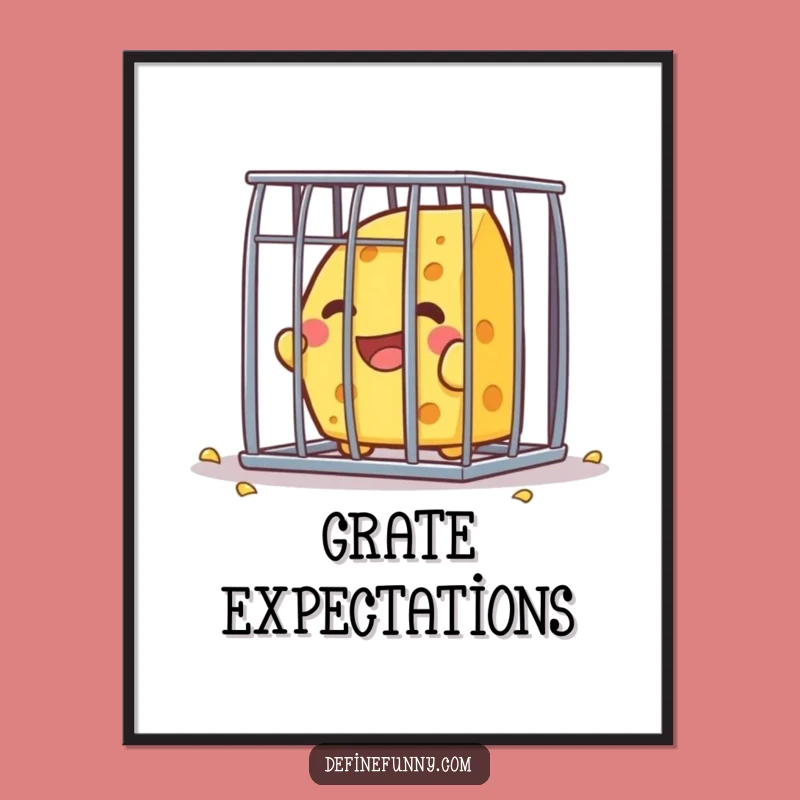 Funny Kawaii Cheese Escape Poster - Hilarious Wall Art for Dreamers