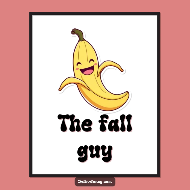 Funny Banana Peel Slip Poster: Exaggerated Flair Art, Whimsical Decor