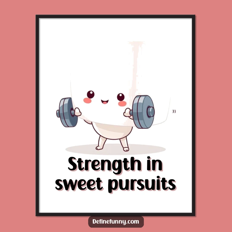 Free Printable Wall Art: Funny Kawaii Dumbbell Marshmallow Humorous Decor