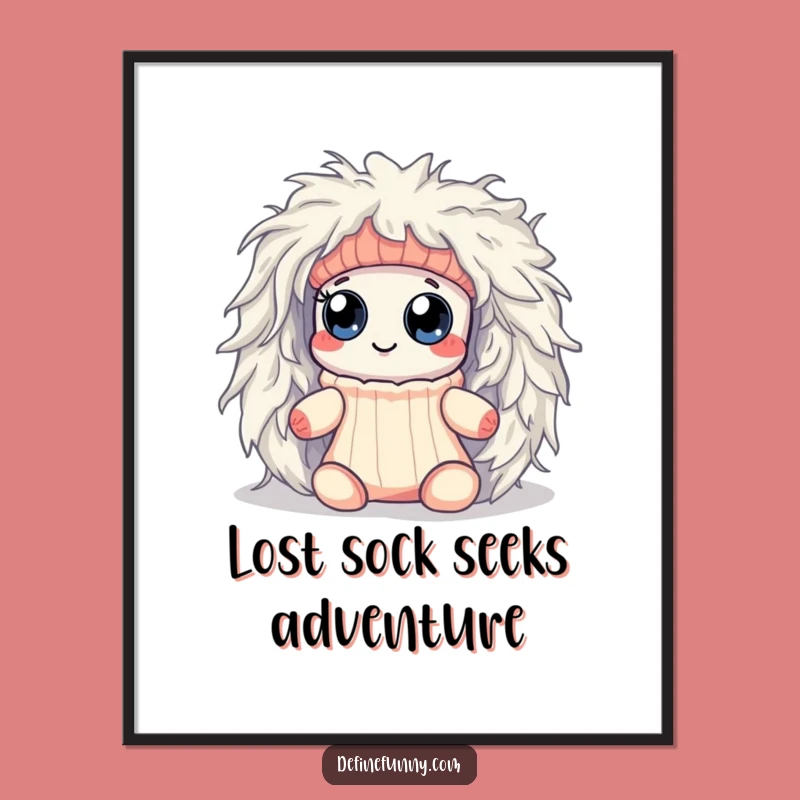 Free Printable Wall Art: Funny Sock vs Lint Monster, Hilarious Downloadable Decor