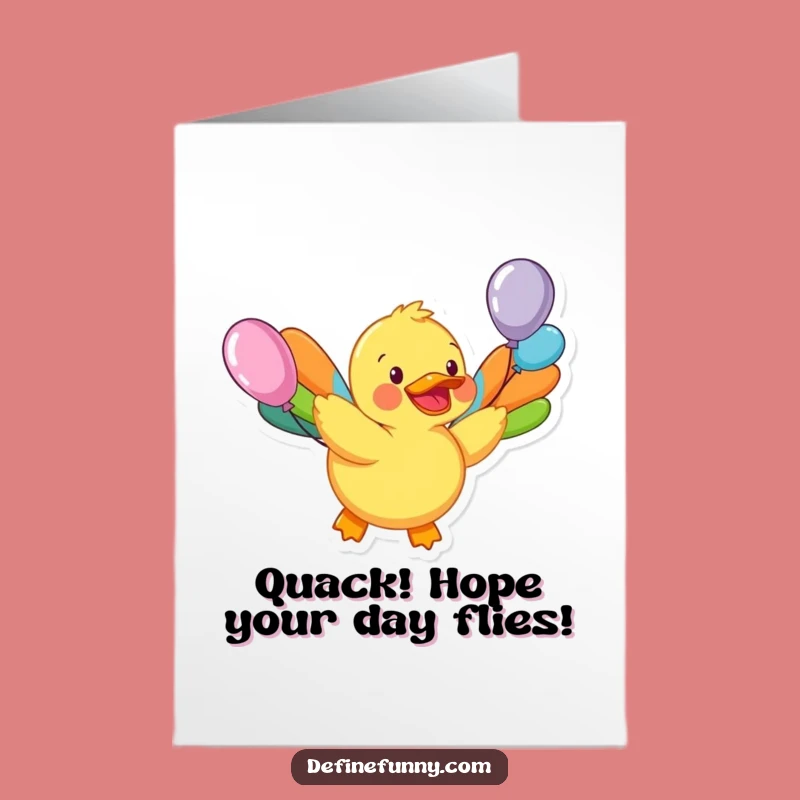 Free Printable Birthday Card: Flying Duck Balloons, Funny Downloadable Gift