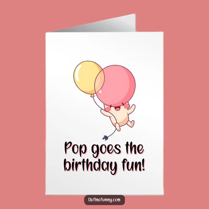 Free Printable Funny Birthday Card: Kawaii Balloon Popping Self DIY Gift