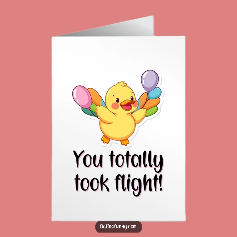 Free Printable Congrats Card: Flying Duck Balloons, Funny Downloadable