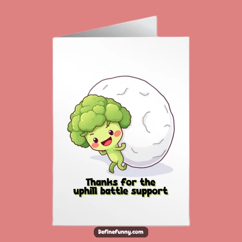 Free Printable Thank You Card: Broccoli's Snowy Gratitude - Funny Downloadable Appreciation Gift