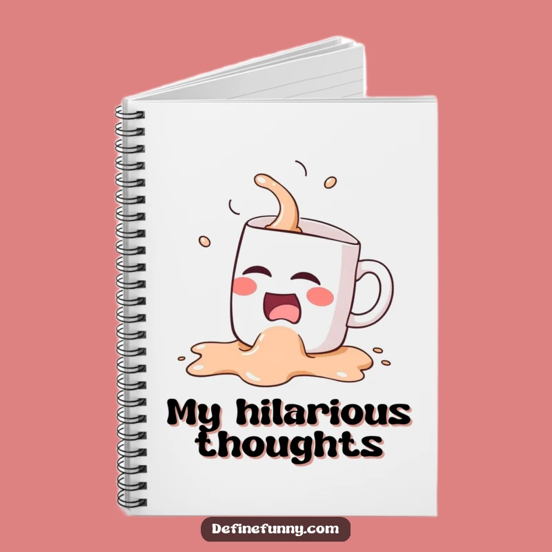 Funny Kawaii Coffee Mug Spill Notebook - Hilarious Gift for Coffee Lovers