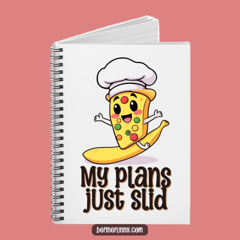 Funny Pizza Chef Slipping Banana Peel Notebook - Jot Down Laughs!