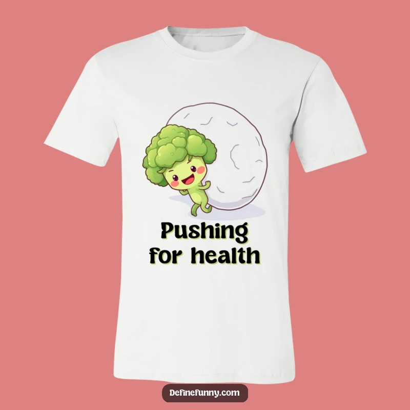Funny Broccoli Snowball T-Shirt: Optimistic Veggie Uphill Battle Tee