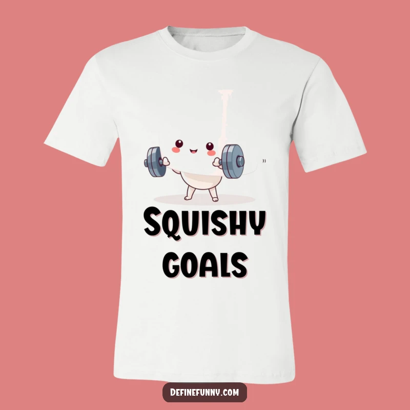 Funny Kawaii Dumbbell Marshmallow T-Shirt: Wear Your Sweet Struggles Hilariously!