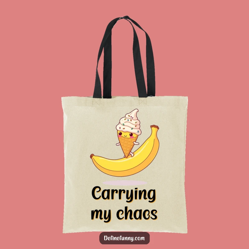 Funny Ice Cream Cone Tote Bag: Sprinkled Character Slipping Grocery Bag Funny Gift