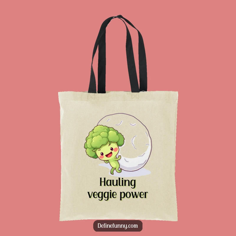Funny Broccoli Snowball Tote Bag: Optimistic Veggie Carry-All